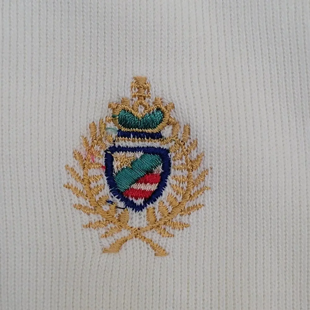 Vintage 90s Jantzen Sweater XL 26x25 Ivory Crest Ribbed